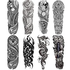 8 Sheets Fake Tattoo Sleeves Full Arm Stickers Temporary Tattoo for Men Women