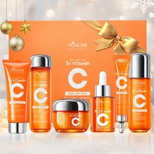Glown 6-Piece Hydrating Skincare Set with Vitamin C Niacinamide,Complete Fa...
