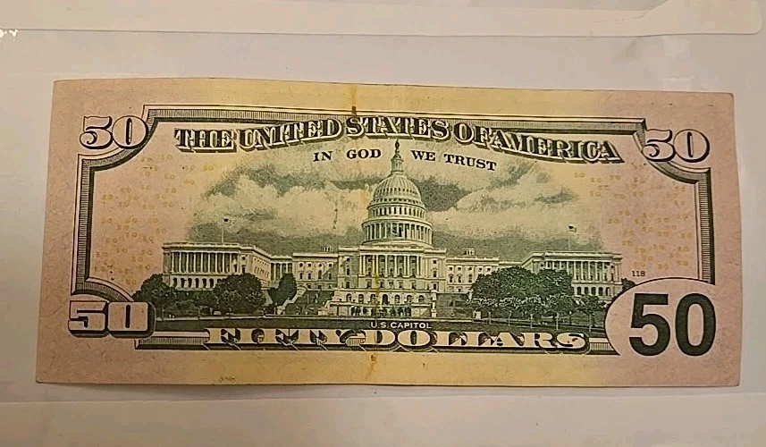 USA Federal Reserve Note $50 Dollars~ Fifty Dollars 2013~ Low  Series Numbers - Image 3 of 4