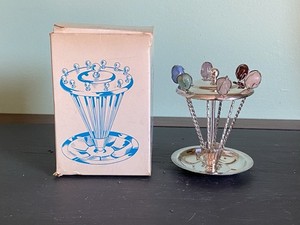 Silver "Prata 99" Brazilian Modern Cocktail Picks with Stand, C.1960s