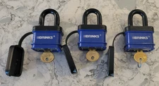 3 Brinks Blue Covered Steel 40 MM Weather Resistant Padlock Lock Cover Lot of 3