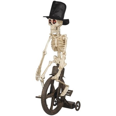 3'6'' Animated Red Eye Skeleton On A Bike w/ Sound Halloween Haunted House Decor