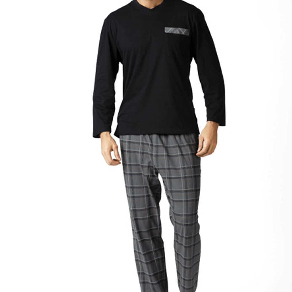 Pijama De Algodón Comte Para Hombre A Cuadros Jersey Simple 52 - 58