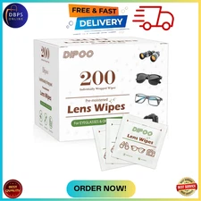 200 Count Lens Wipes for Eyeglasses, Eye Glasses Cleaner Wipes Pre-moistened Ind