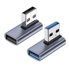 90 Degree USB 3.1 Adapter 2 Pack , Right and Left Angle USB A Male to Female