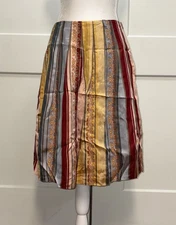 ESCADA Sport 100% Silk Skirt stripes,floral pattern Vintage  size 34