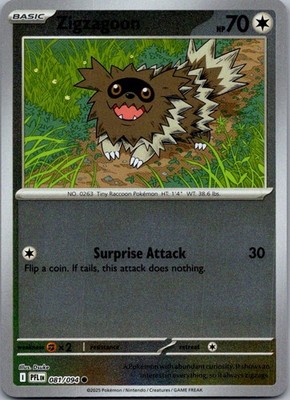 Zigzagoon Reverse Holo Common ME02: Phantasmal Flames 081/094 LP