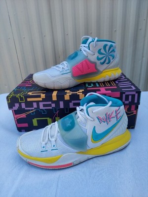 Nike Kyrie 6  Size 10-  WHITE/BLUE FURY-OPTI YELLOW