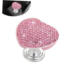 Car Heart Start Button Cover, Bling Anti-scratch Ceramic Engine 1 PC Pink 2
