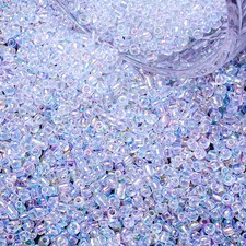 5000pcs Glass Seed Beads, 3mm 8/0 Small 3mm, Multicolored Translucent White