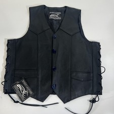 Event Leather Vest Mens Black Biker Western Motorcycle Side Lace Conceal Carry L