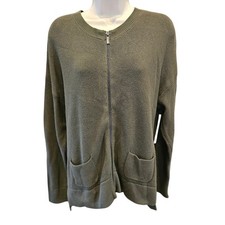 Comptoir des Cotonniers green zip up shaket sweater Silk wool blend L / XL