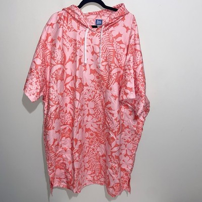 RipSkirt Hawaii Poncho Womens O/S Quick Dry Cover Up Shadow Garden Coral New