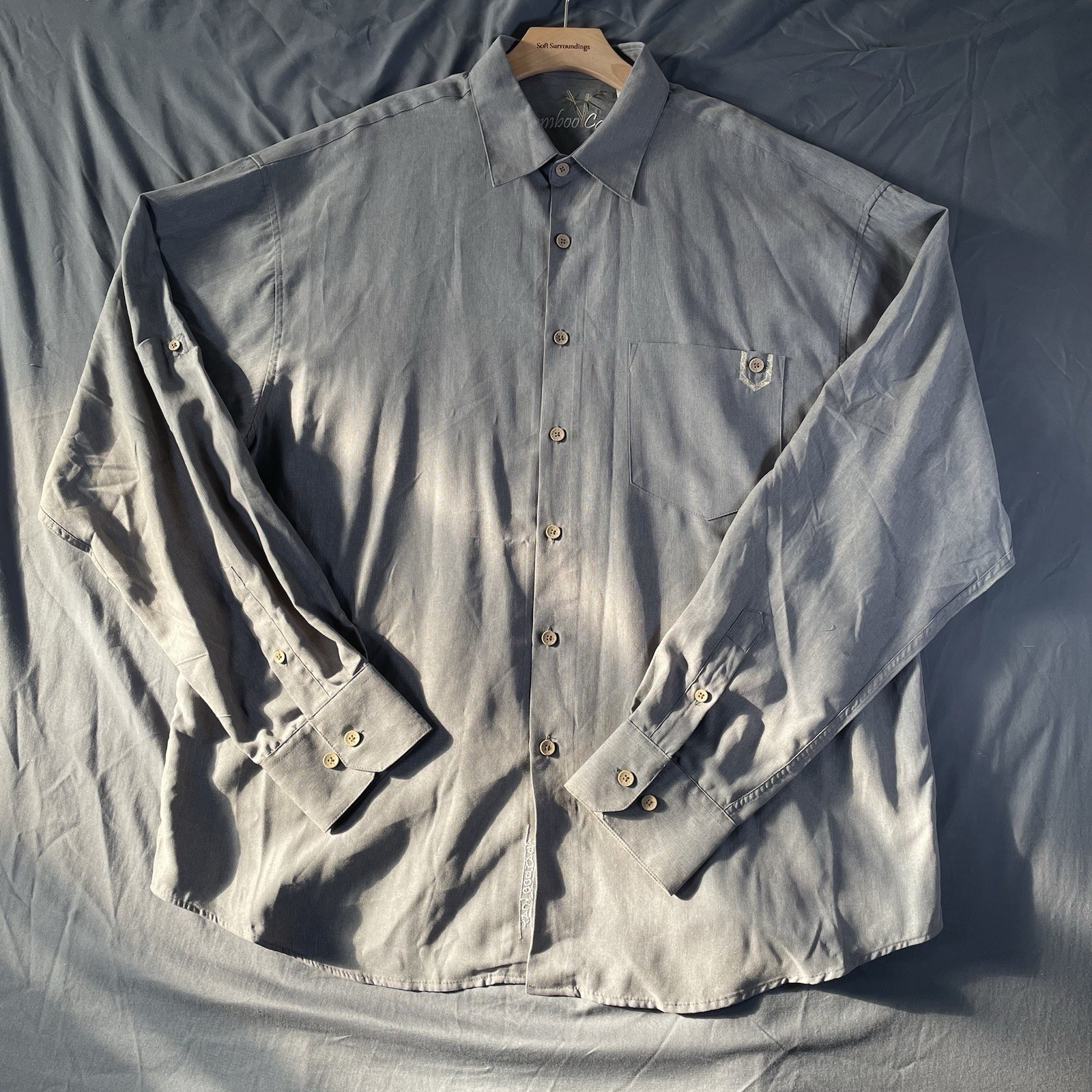 Bamboo Cay Button Up Shirt Men's Size XL Gray Long Sleeve Tropical Beach