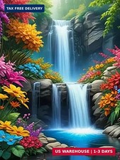 Waterfall Floral Landscape 5D Diamond Painting Kit for Adults,12 x 16 Inch