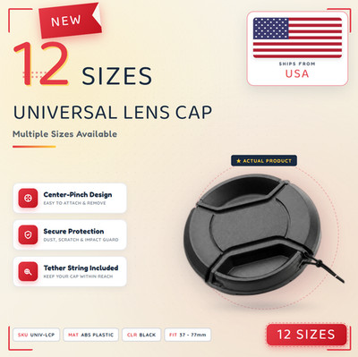 1PC 37～95mm Front Lens Cap Cover Center Pinch Snap On For Nikon Sony Canon  FUJI