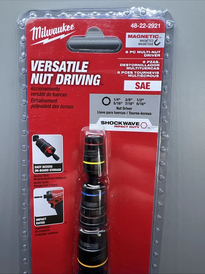Milwaukee 48-22-2921 6 PC Multi-Nut Driver SHOCKWAVE Impact Duty Magnetic New ! - Image 2 of 4