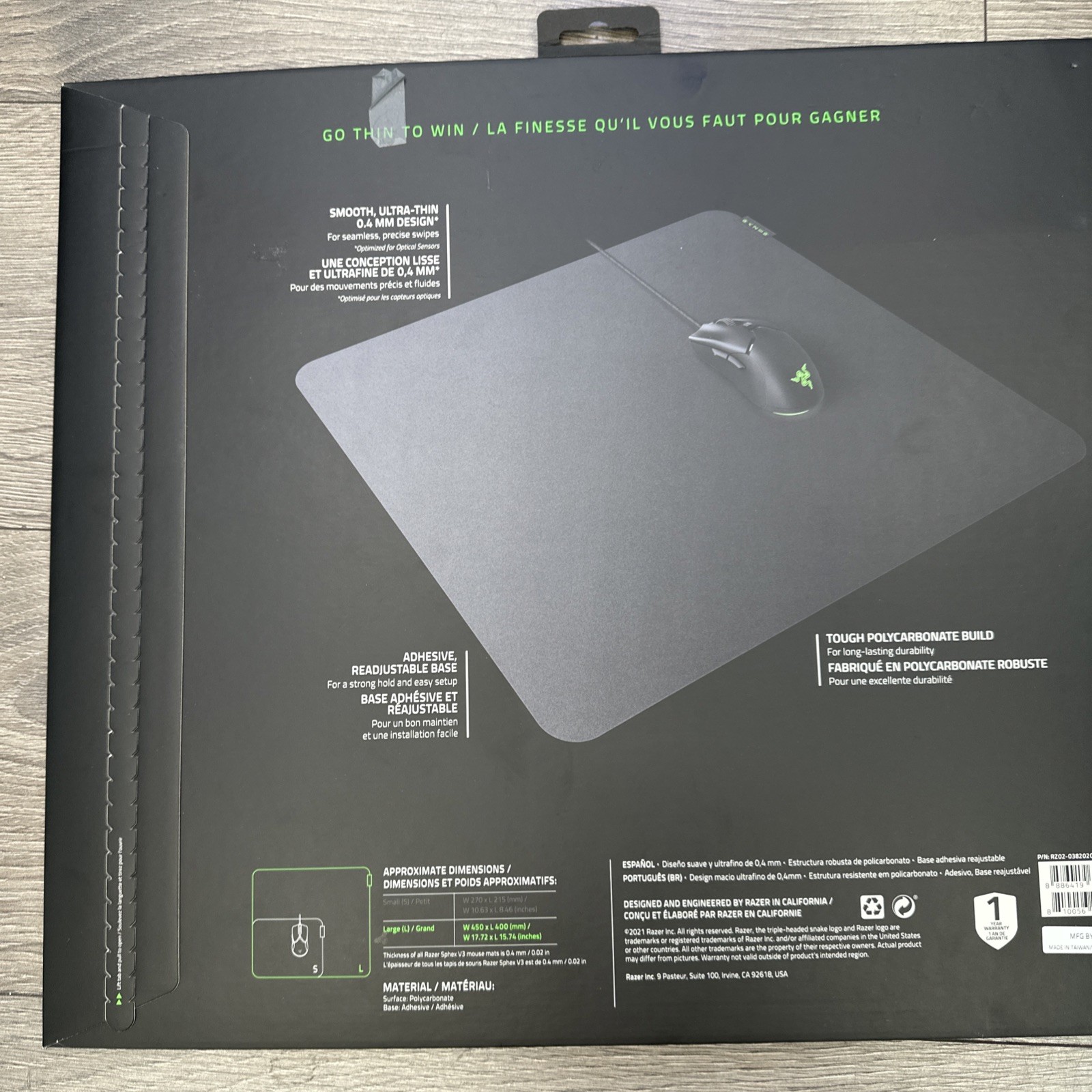 NEW Razer Sphex V3 Gaming Mouse Mat: Ultra-Thin Form Factor - Tough Polycarbona