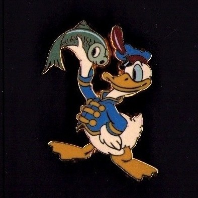 Disney Pin Badge Auctions Donald Duck holding fish Pin