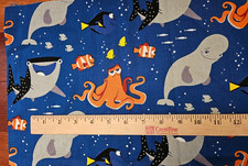 NEMO Characters Fabric Dark Blue 2.25 Yards x 43" Springs Creative Hank Octopus