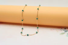 Rose Gold Necklace with Green Beads, XPNL0132