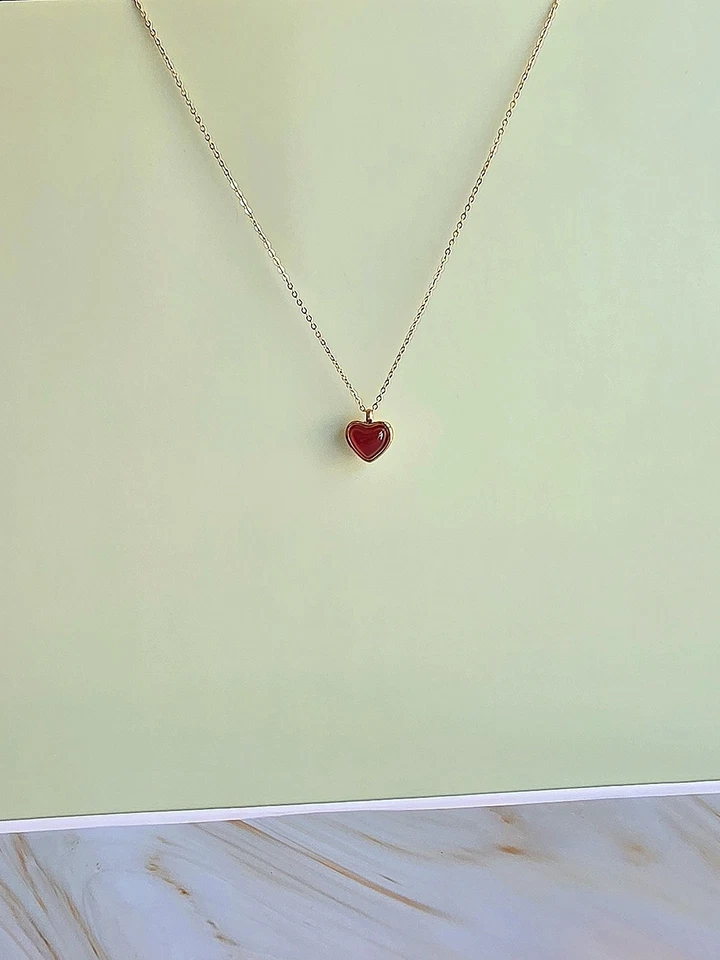 Подарки на день рождения для женщин ожерелье сердолик золото 18k красное сердце не тускнеет - Изображение 3 из 4
