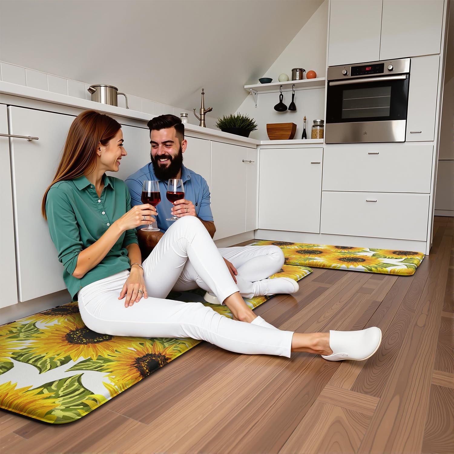 Sunflower Kitchen Mats for Floor Set of 2 - Anti Fatigue Mats for Kitchen Flo...
