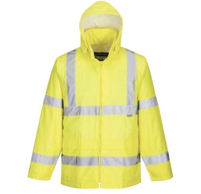 Portwest YellowJacket Hi-vis Reflective Waterproof Hooded Rain Coat Size Large