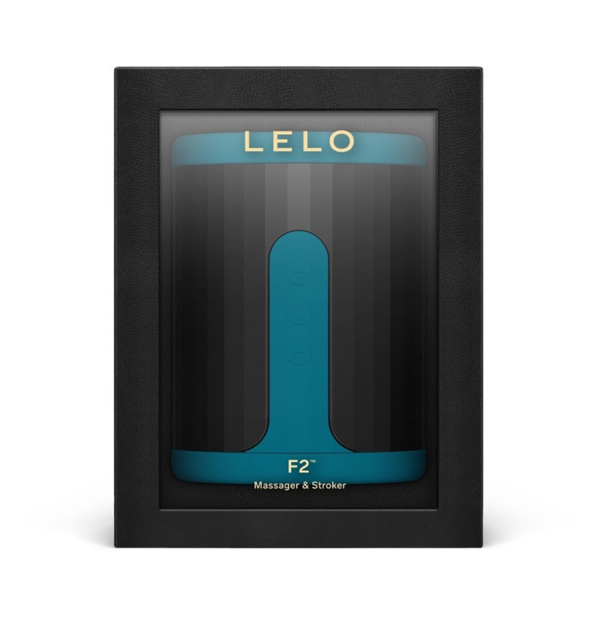 LELO F2 Male Masturbator Stamina Trainer Blue App Controlled Ribbed Silicone USB