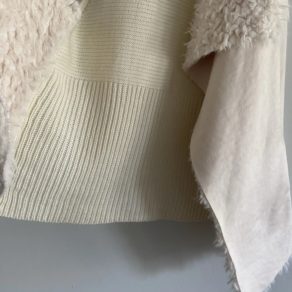 Chaleco de piel sintética INC International Concepts para mujer talla mediana grande crema marfil Foto 3 de 4