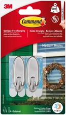 Command Clear Medium Hooks 2 Hooks 4 Adhesive Strips Outdoor Use Transparent 4.06 per strip