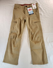 Wrangler Boys Beige Cargo Pants Straight Fit Hiking Stretch UPF 50 Zip Pocket