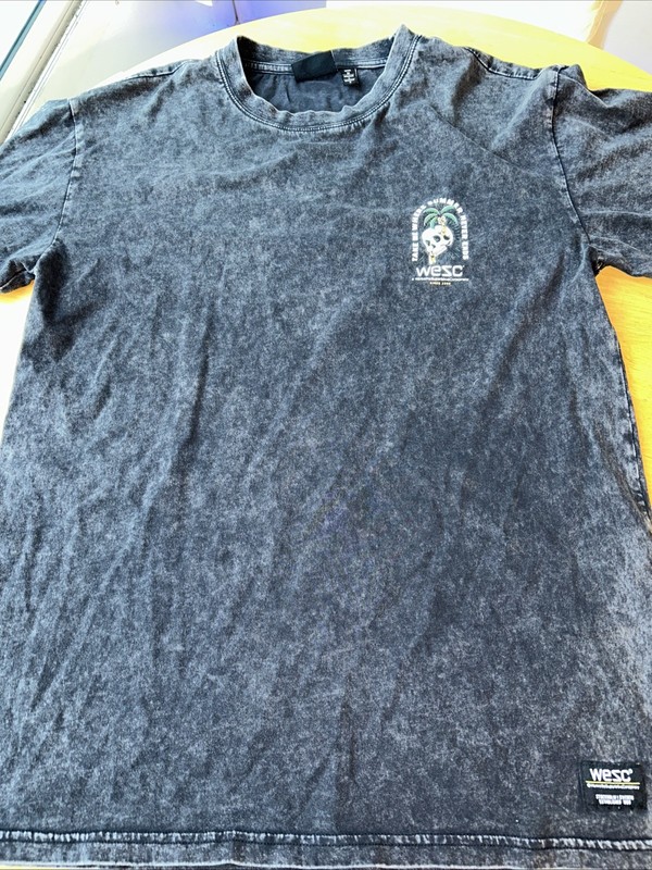 WESC Men's Med Or Women’s Large Distressed Black/Grey T-shirt -Great Graphics!