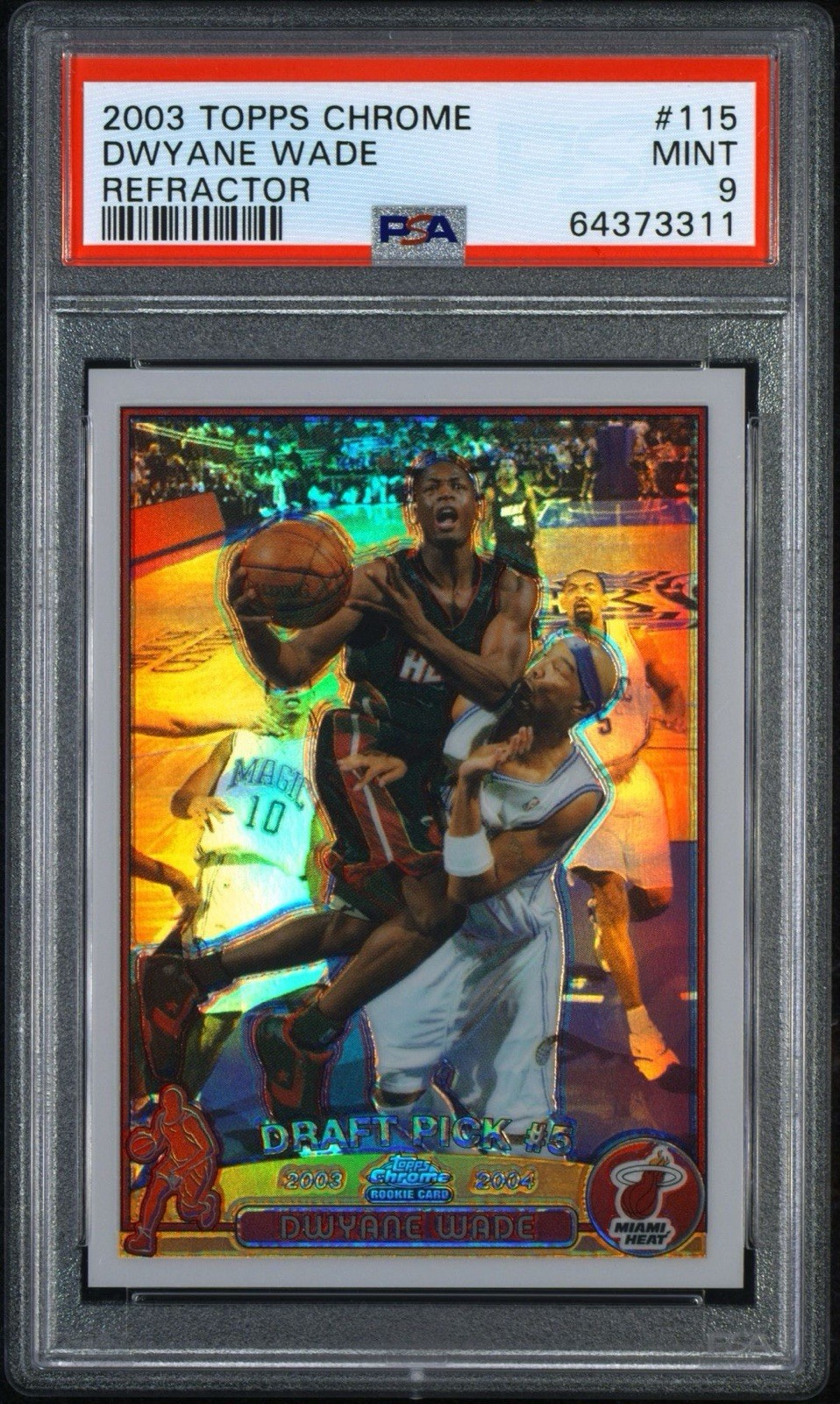 2003 Topps Chrome Dwyane Wade Rookie Refractor PSA 9 Miami Heat Hall Of Fame RC