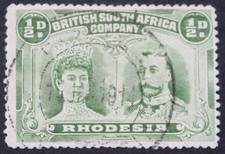Rhodesia Double Head Halfpenny with FIGTREE (DC) postmark