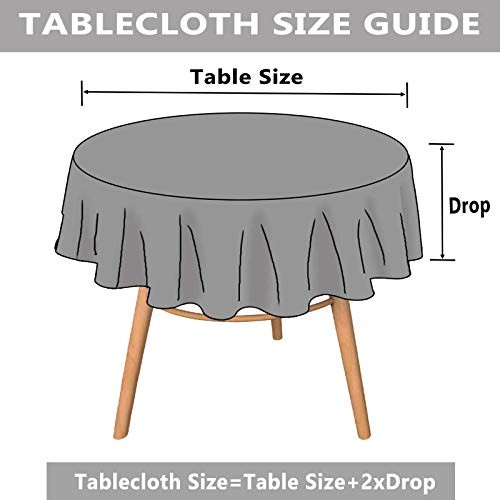 Cotton Linen Solid Color Tablecloth Round Simple Style 48" Round Light Blue - Picture 7 of 7