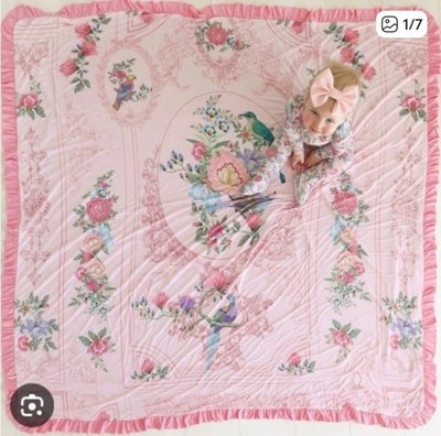 Posh Peanut Christine & Chantilly Coral Ruffled Luxette Patio NIP New Pink Birds