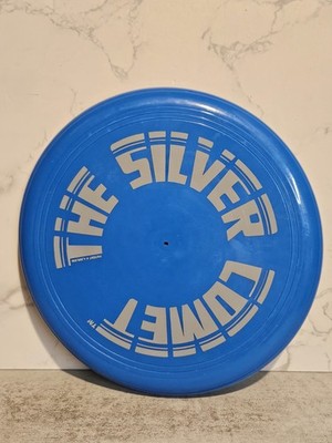 Vintage Silver Comet Flying Disk Frisbee 9'' Blue