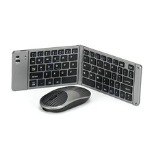Mini Rechargeable Foldable Bluetooth Keyboard and Mouse Combo, Portable grey
