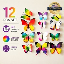 12-Pack 3D Butterfly Wall Stickers PVC Decals Home Decor Art Mural for Bedroom