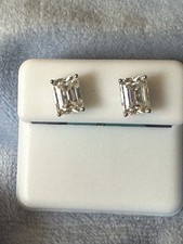 925 sterling silver emerald cut moissanite ea...