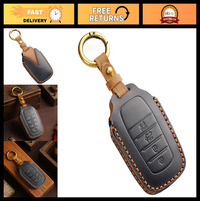Leather Key Fob Cover Case for Toyota Tundra Sequoia Sienna 2021-2024 - Smart Ke