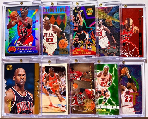 Michael Jordan Finest Refractor Fleer Sticker Rookie High End Insert 10 CARD LOT