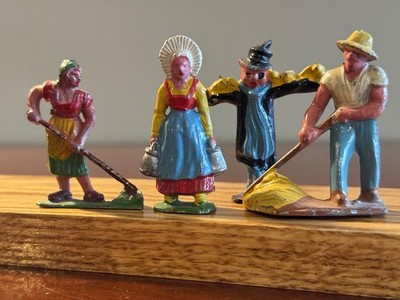 4X French-Made Farmers FR12 Woman Hoe FR19 Milk Maid FR13 Scarecrow FR4 Raking!