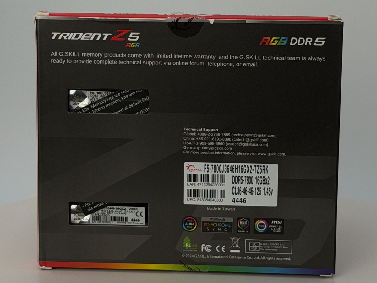 G.SKILL Trident Z5 RGB Series 32GB (2 x 16GB) DDR5 7800 Memory Kit
