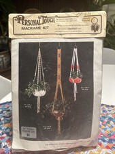 Vtg Personal Touch Macrame 60 Long Plant Hanger Kit 101-B Brown Beaded Beginner