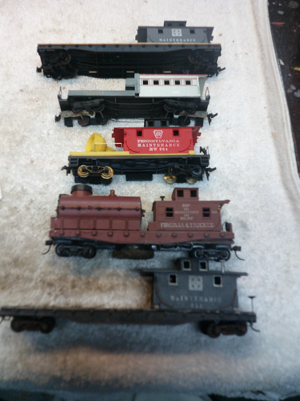 h/o scale mantua tyco & ?? work cars track cleaner car tanker car spot light car