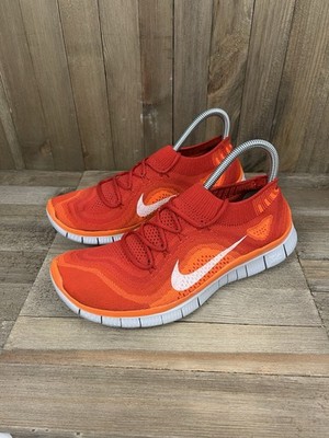 Nike Free Flyknit+ 5.0 Team Orange Shoes Mens Size 9.5 Running 615805-618 EUC