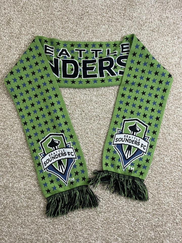 Bufanda tejida con flecos de invierno unisex Seattle Sounders 2016 hecha en Polonia Foto 3 de 4