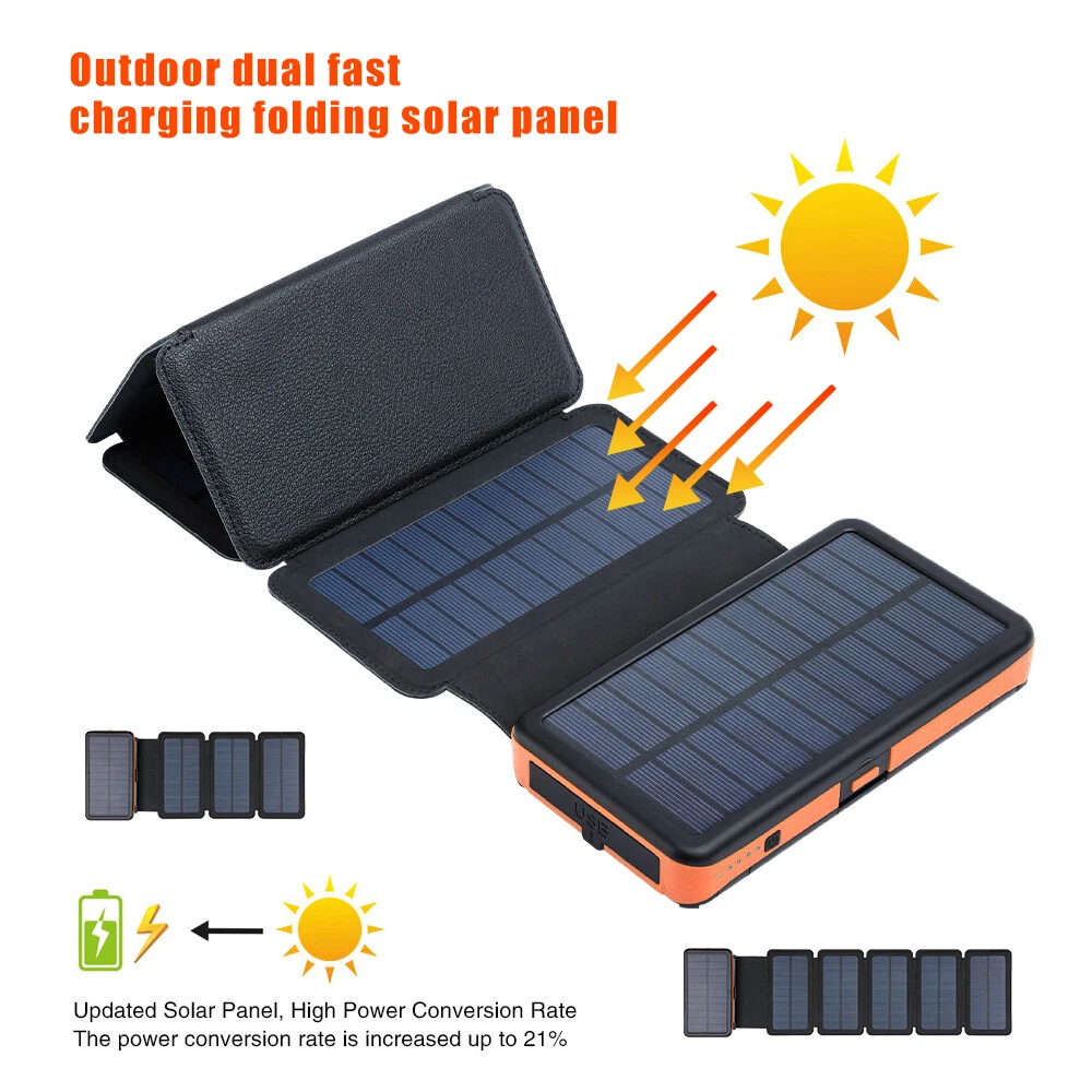 46800mAh Portable 6 Solar Panel Folding Power Bank Outdoor Camping Phone Charger image 15